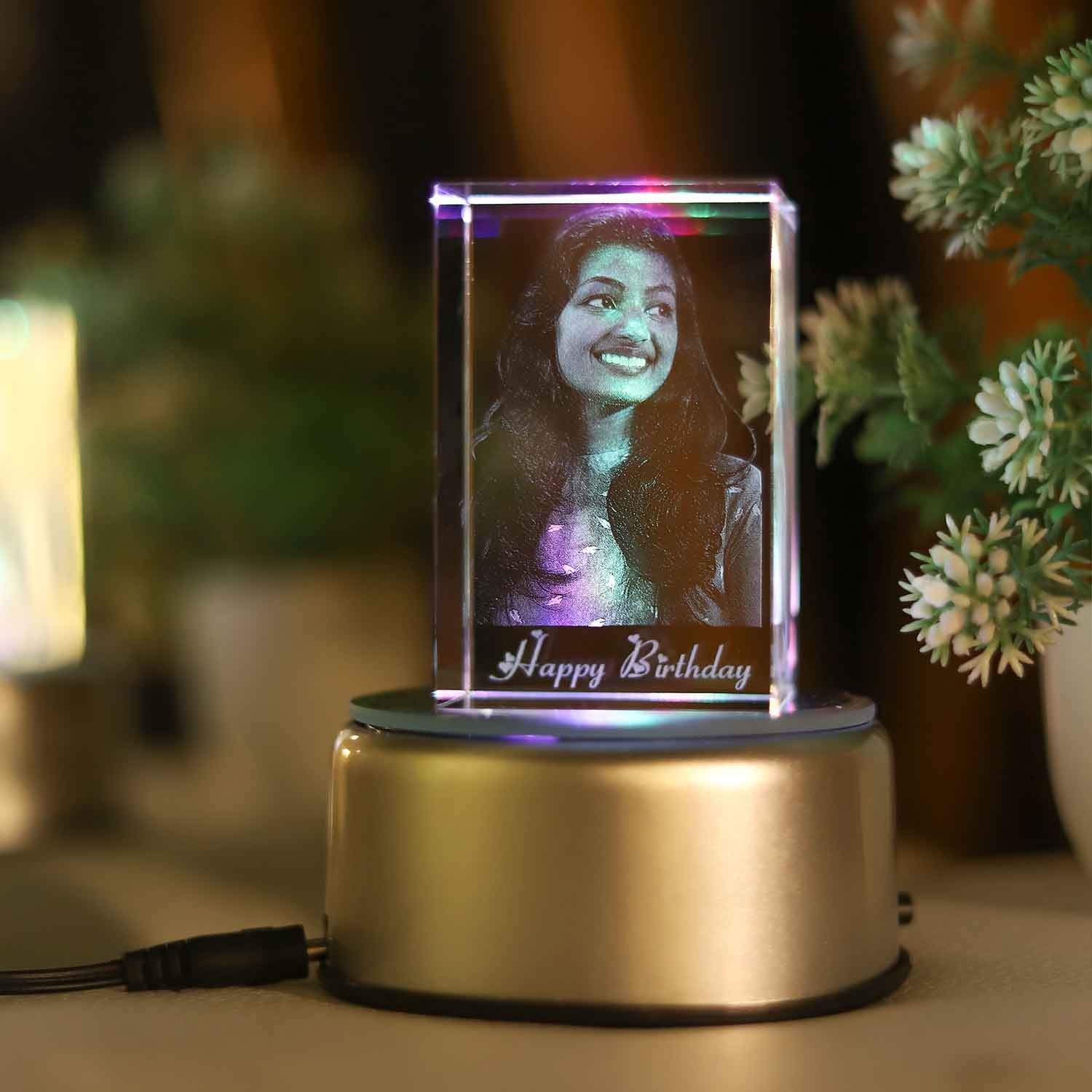 3D Crystal Heart For Birthdays, Photo Engraved Glass | 3D Laser Gifts