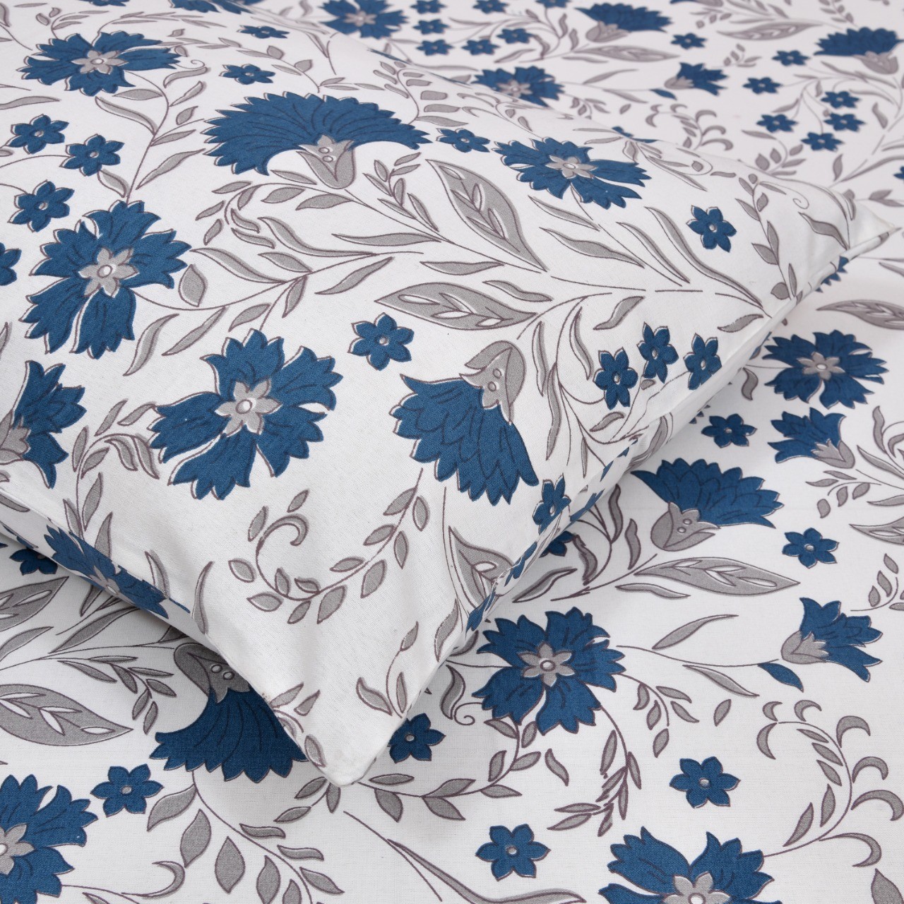 Blue Floral Jaal Bedsheets | Cotton Jaal Blue Bedsheet