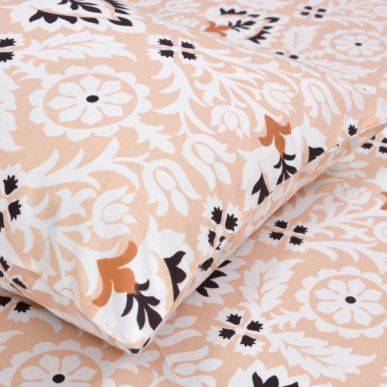 Classic Cotton Peach Damask Bedsheet