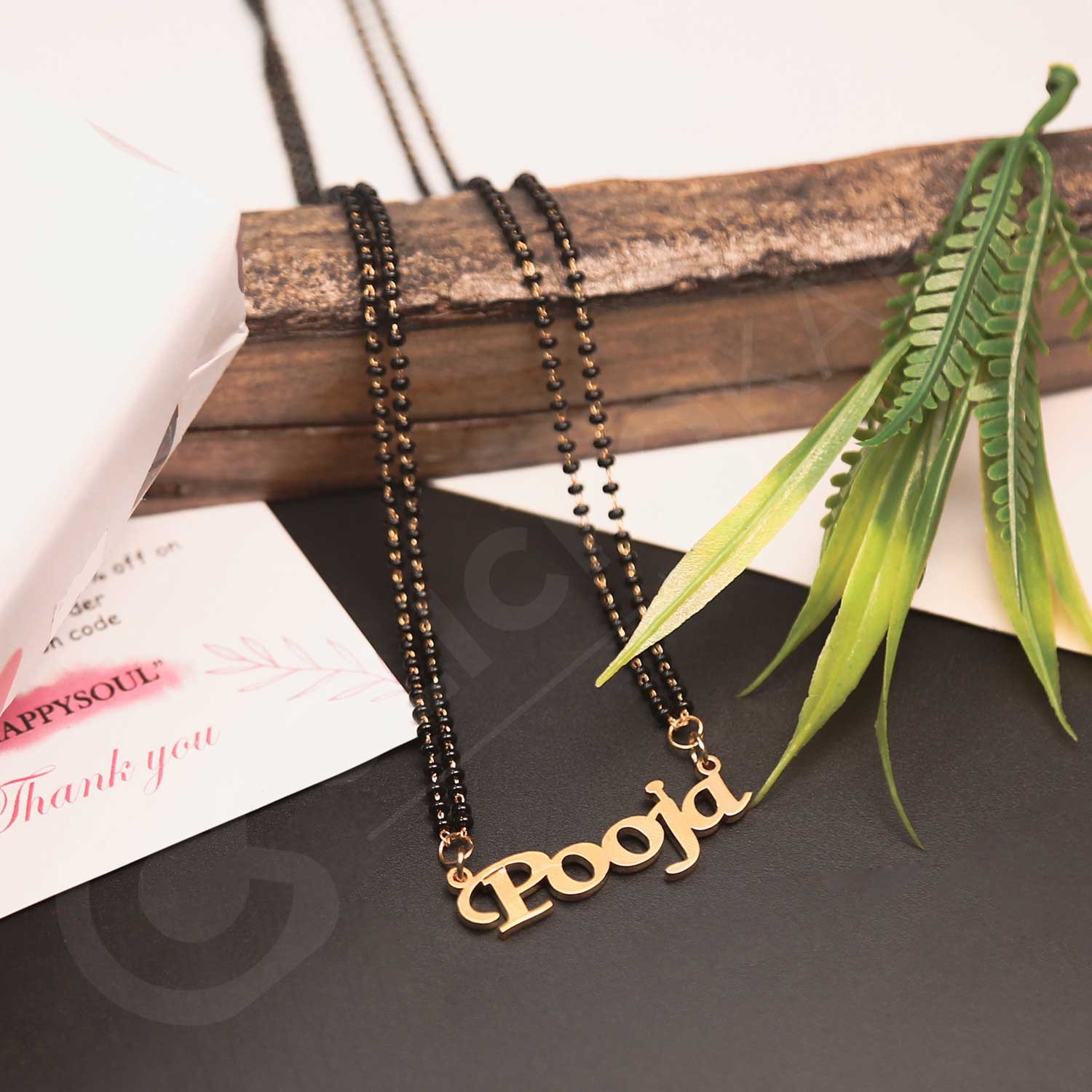 Pooja name on sale gold pendant